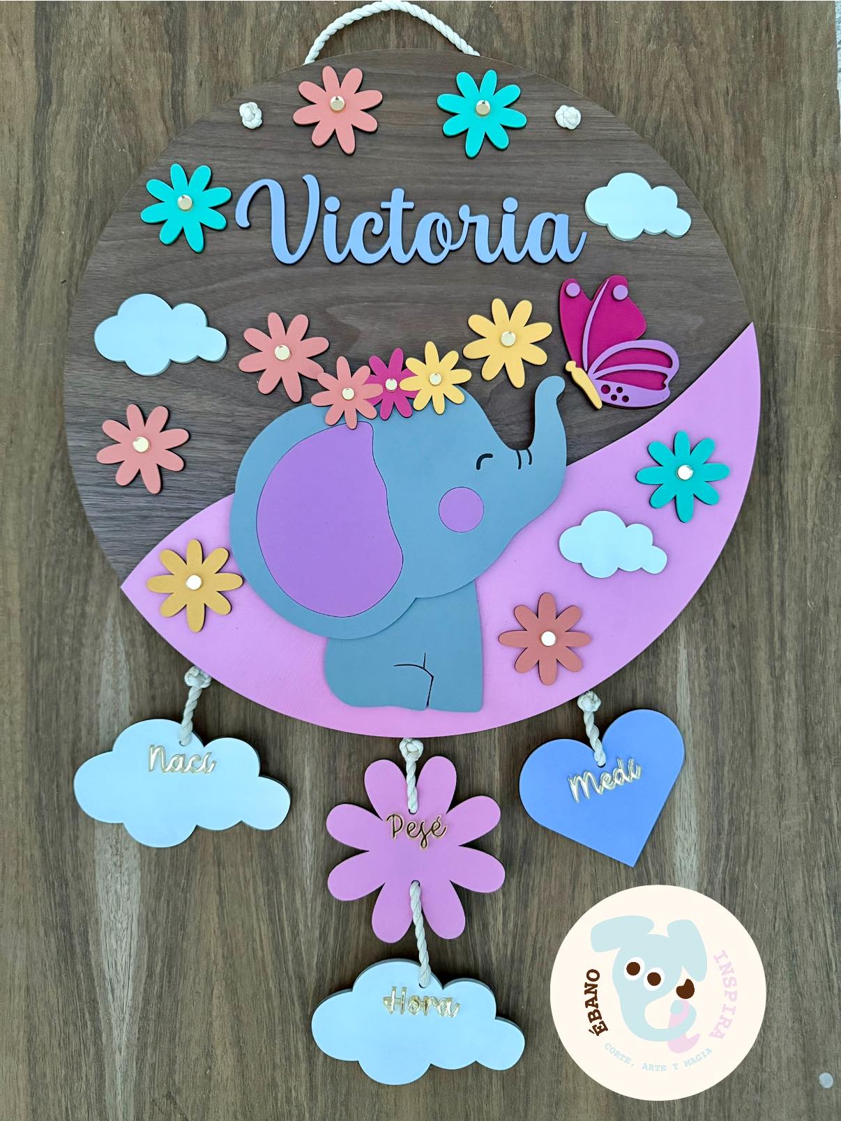 Letrerito Newborn con temática ELEFANTITA