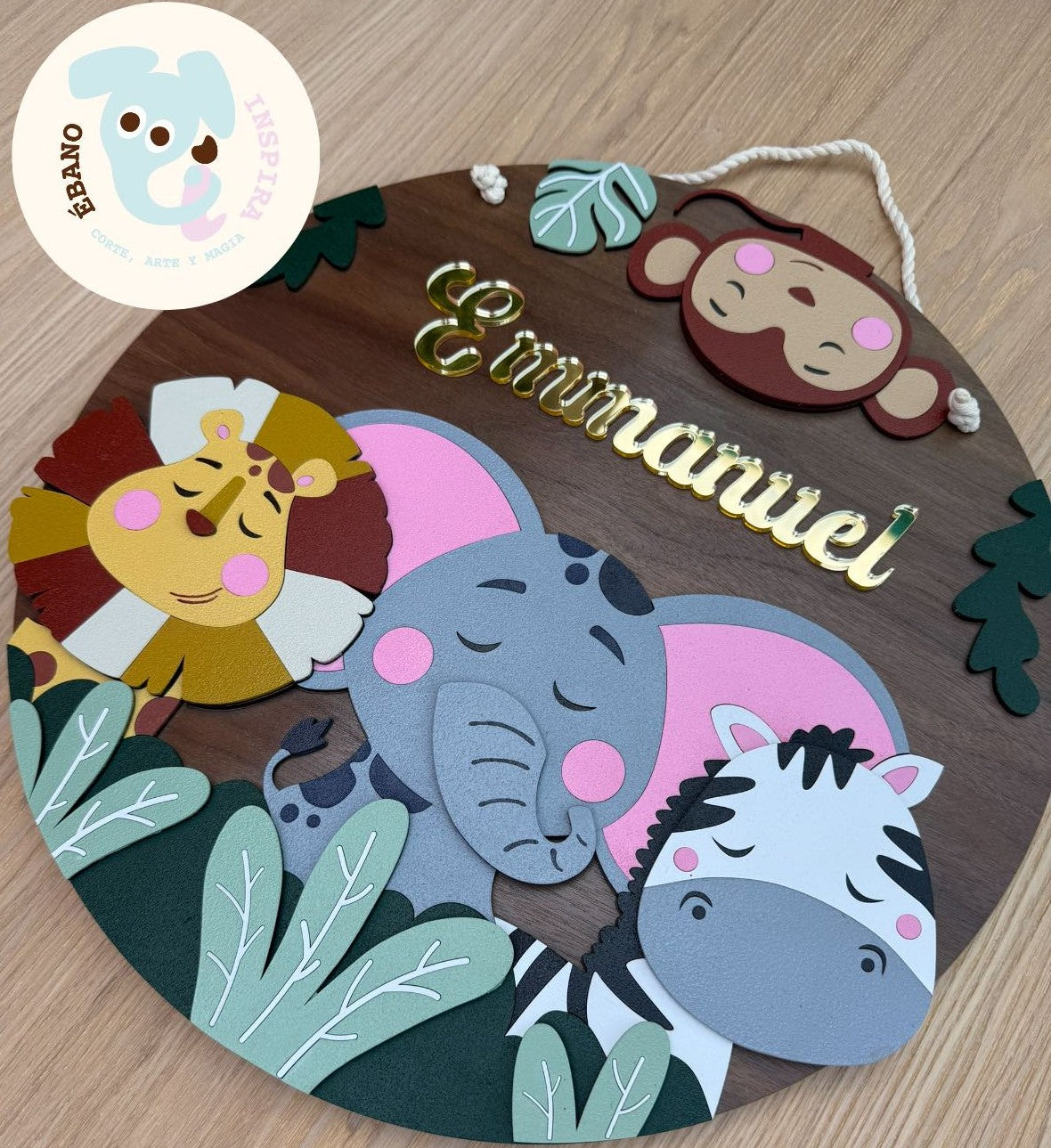 Letrerito Newborn con temática SAFARI