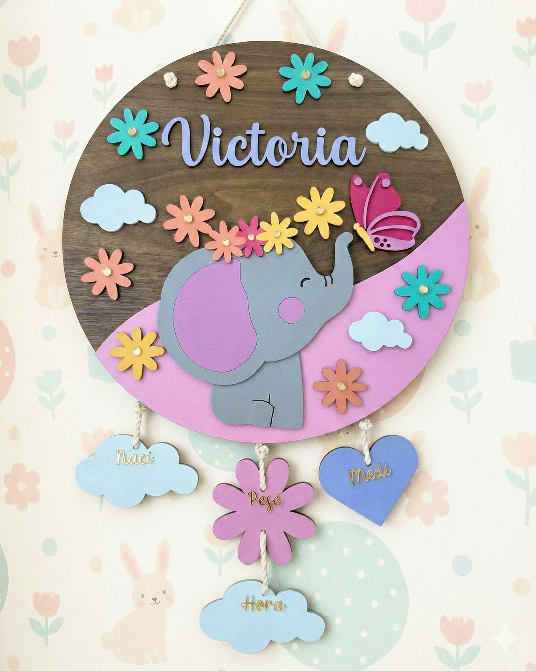 Letrerito Newborn con temática ELEFANTITA