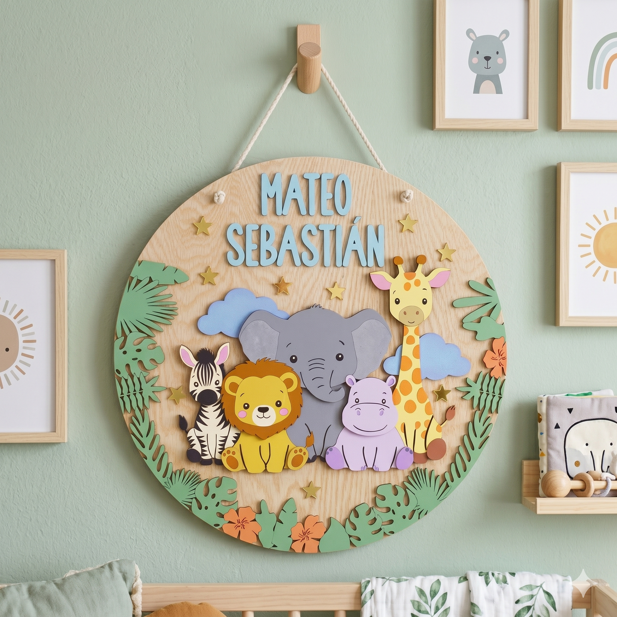 Letrerito Newborn "Mis Amigos de la Selva"