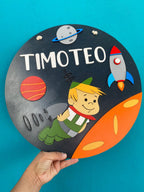 Letrerito Newborn con temática ESPACIAL