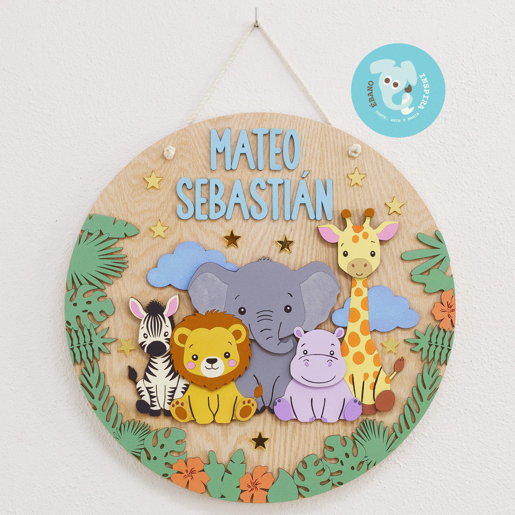 Letrerito Newborn "Mis Amigos de la Selva"