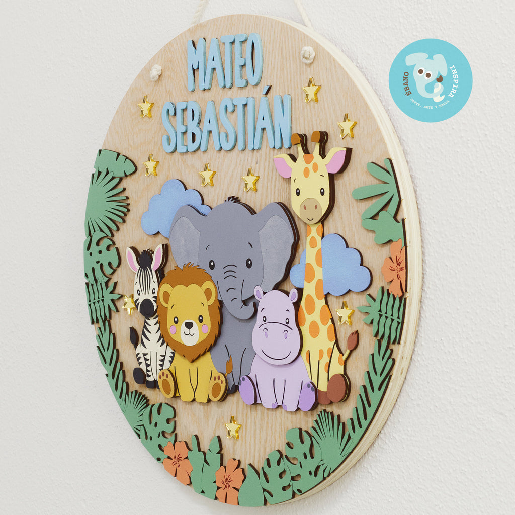 Letrerito Newborn "Mis Amigos de la Selva"